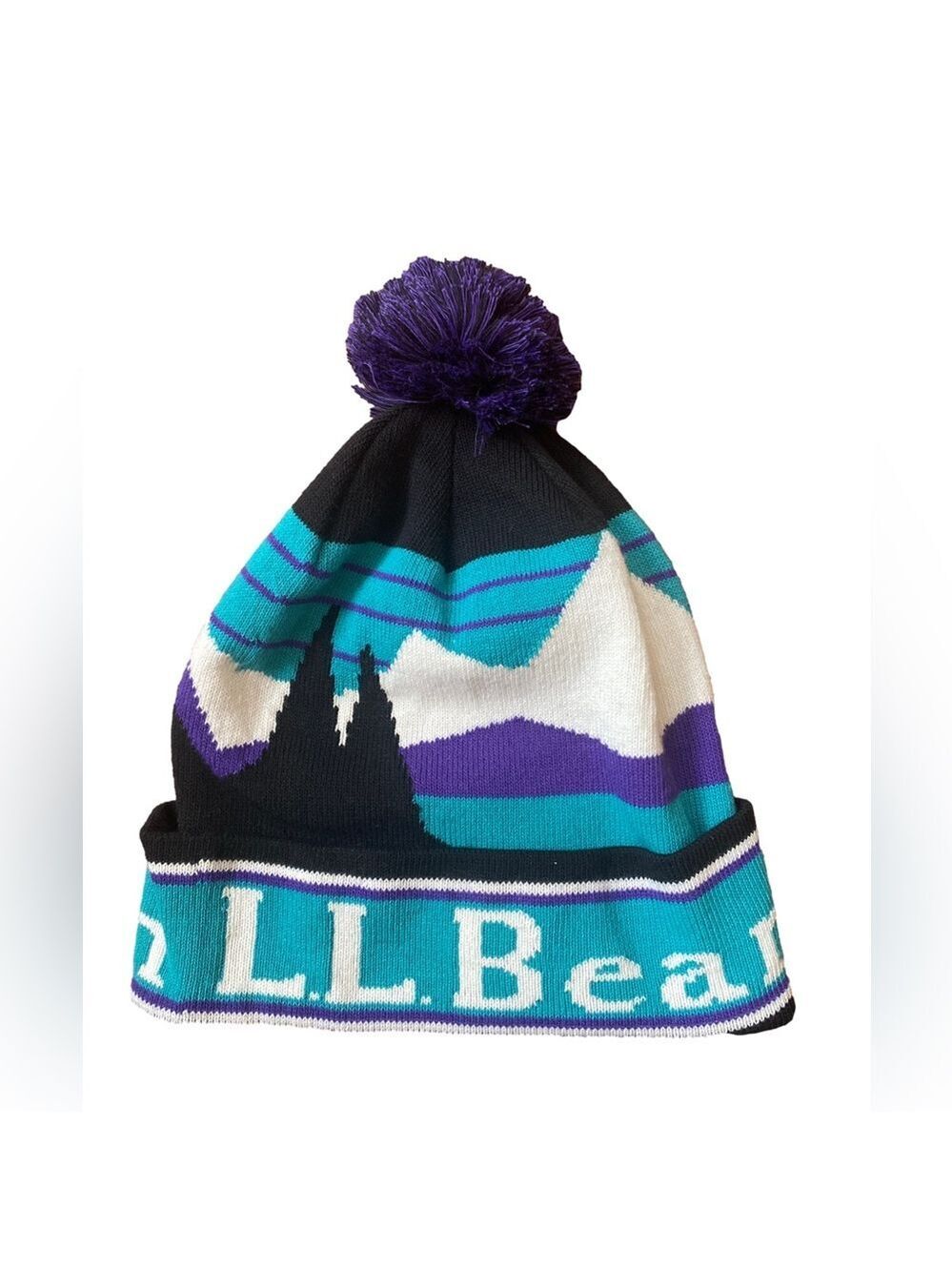 L.L. Bean Katahdin Knit Pom Beanie Unisex Graphic Winter Toque Small